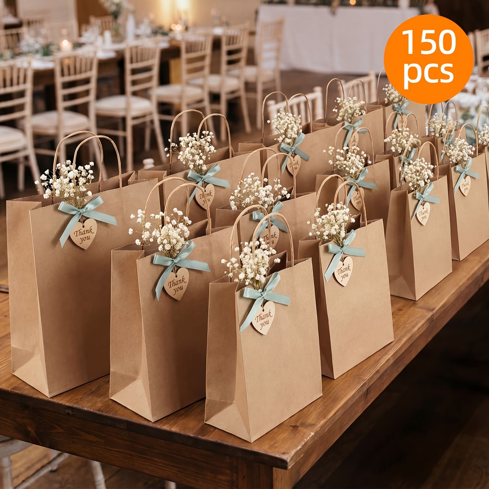 TEMU Tomnk 150pcs Paper Bags, 100g Mix Size Takeout Bag, Disposable For Food Service Products, Paper Bags For Food Delivery, For Gift Paper Bags