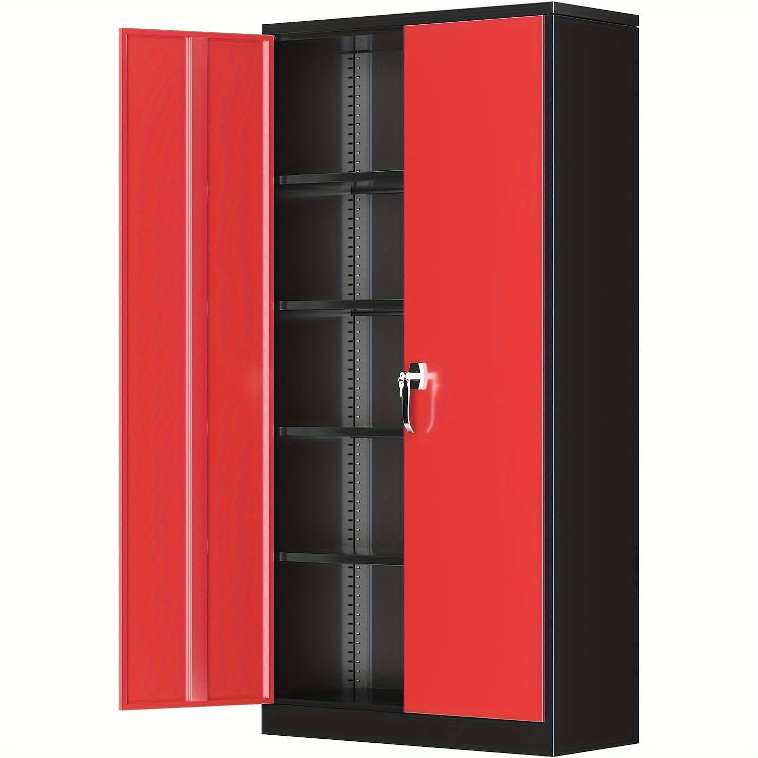 TEMU Metal Storage Cabinet, 72" Locking Steel Cabinet With 2 Doors And 4 Adjustable Shelves, Tall Metal Cabinet For Garage, Warehouse, Gym
