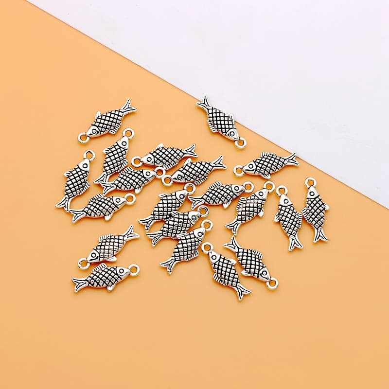 TEMU 20pcs Fish Ancient Silvery Fish Charms Alloy Fish Pendants Fish Charms For Making Ideal For Bracelets And Necklaces Earrings Crafting Accessories