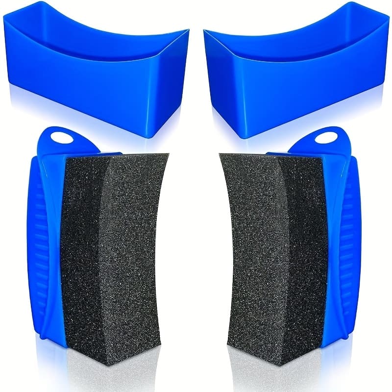 TEMU 2pcs Tire Shine Applicator, Large Durable Reusable Tire Dressing Pads, Textured Grip Foam Contoured Applicator, For Car Tire Shine, Detailing, Glass, Painted Steel, Porcelain