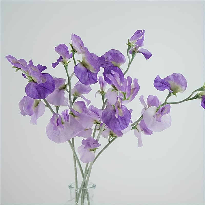TEMU 5pcs Silk Sweet Pea Artificial Flowers - Perfect For Weddings, Engagements & Home Decor | Ideal For Living Room, Christmas, Easter, Valentine's, Thanksgiving, , Flower Decorations