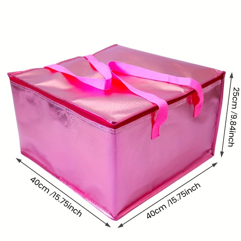 TEMU Pink Cake Cooler Bag, Pizza Thermal Insulation Bag, Food Transportation Bag, Lunch Bag, Picnic Handbag With Aluminum Foil Inside For Heat Insulation