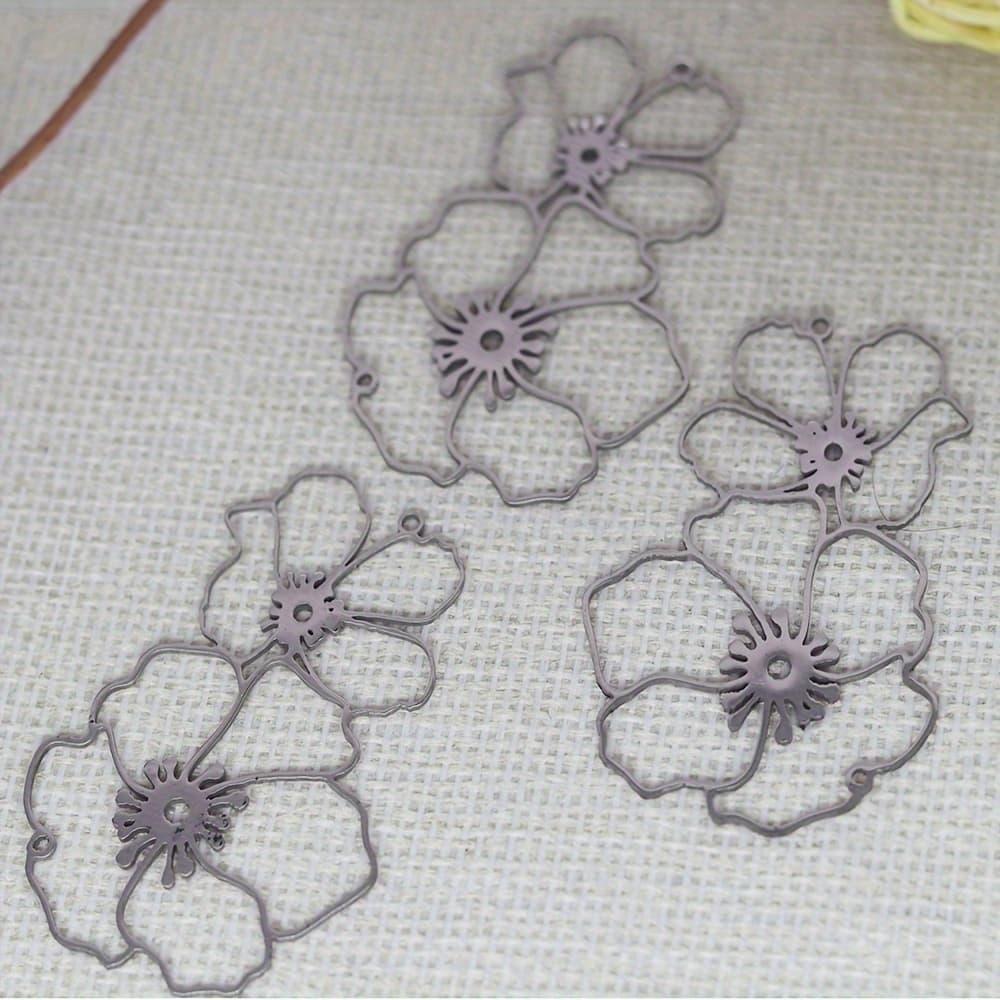 TEMU 3pcs/lot 316l 316l Stainless Steel Hollow Out Flower Pendant Charms Findings For Fashion Jewelry Making Handmade Craft