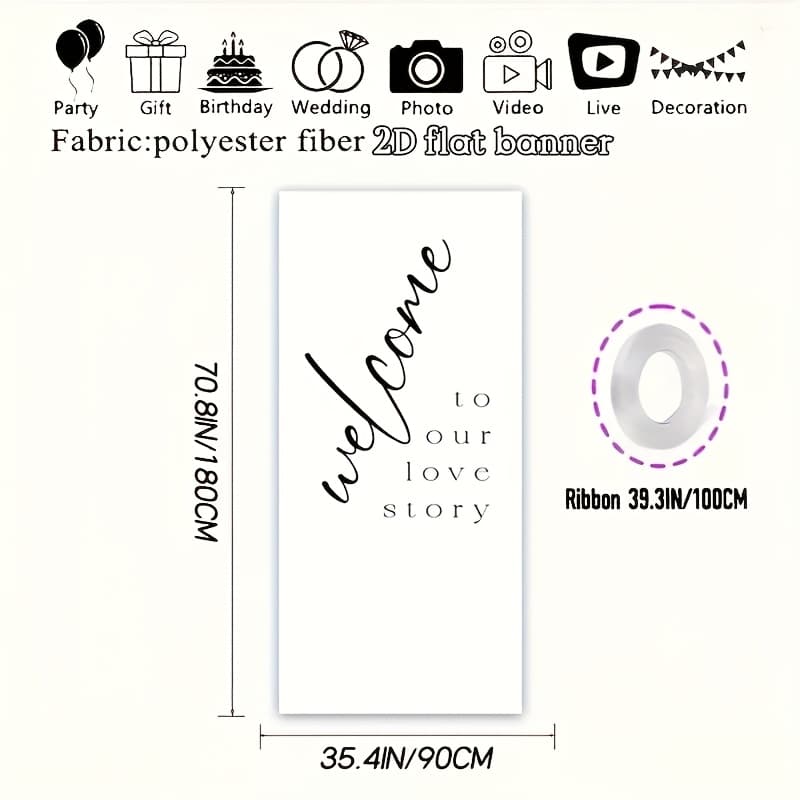 TEMU 2d Flat, 1pc Wedding & Party "welcome To Our " Banner Suitable For Weddings, Birthdays, Showers - Story Backdrop,, Wedding Decorations, Party Background Sign, 2d Flat