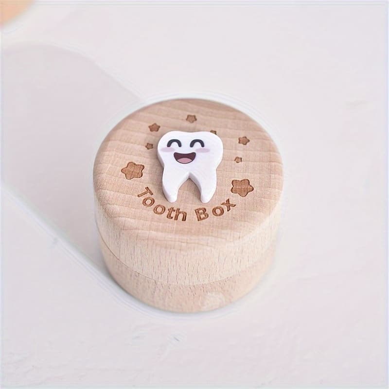 TEMU 1pc Wooden Tooth Box - Beautifully Tooth Collection Storage With Fetal Hair Collector, Ideal Birth Souvenir, Home Decoration, And Birthday Gift For New Parents