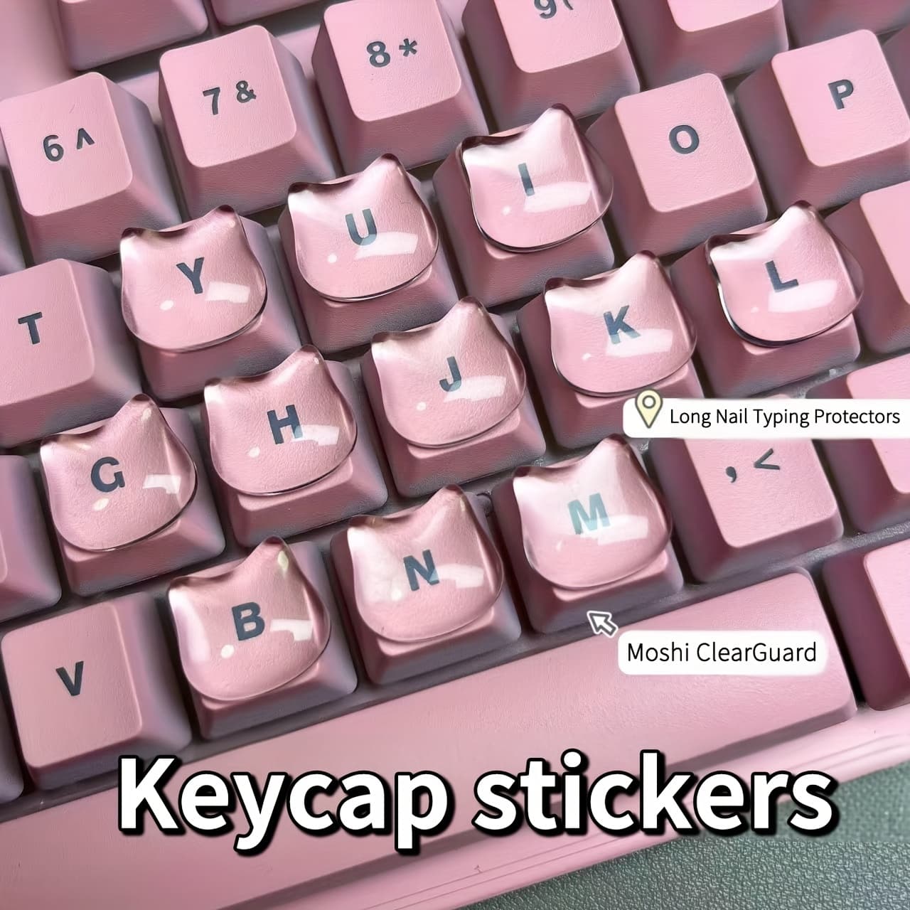TEMU Glass Keyboard Cover For Long Nails, Ultra Clear Raised Keyboard Stickers With Transparent Adhesive, Reusable Nail Art Typing Glass Sticker For Laptop, Pc, Desktop(80 Pack)