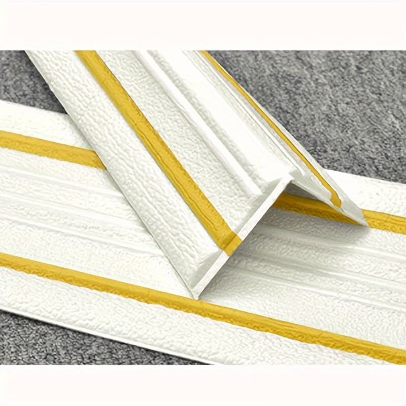 TEMU Oversize 230cmx14cm Top Angle Line Foam Wall Edge Strip Stickers Folded In Half Self-adhesive Waterproof Baseboard Corner Waist Line Sticker