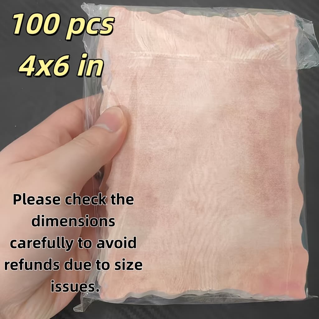 TEMU 100 Sheets European Vintage Nostalgic Crinkle Textured Irregular Shaped Thickened Letter Paper - For Drawing, Writing, Printing, Invitations, Greetings, 4x6 Inches