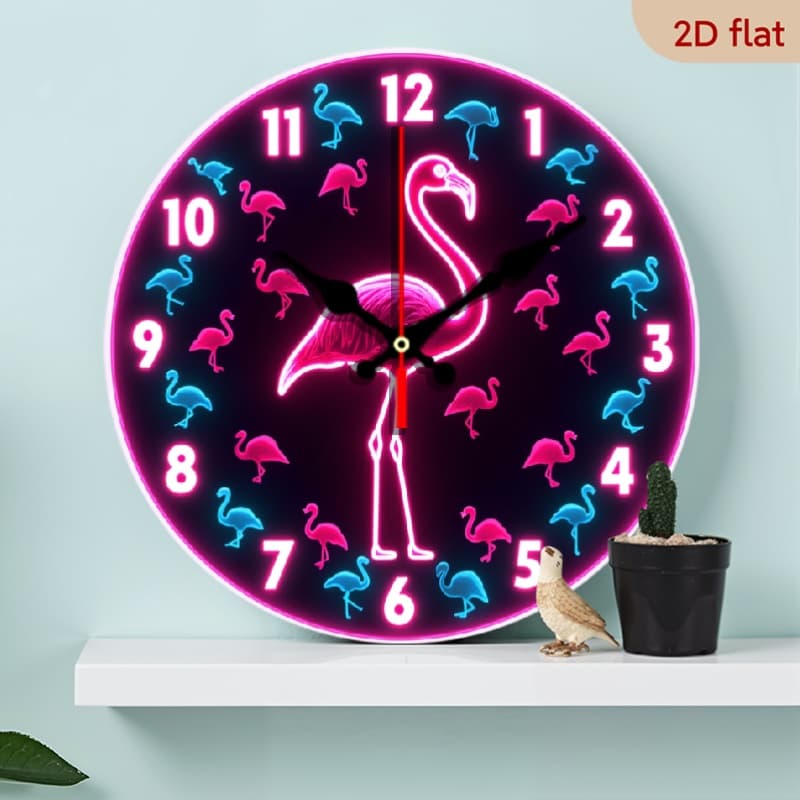 TEMU 10-inch Vintage Wooden Round Wall Clock - Pink , Pattern On Dark Background, Silent Quartz Movement, Battery Powered (aa Batteries Not Included) - Ideal For Living Room, Bedroom, Office Decor