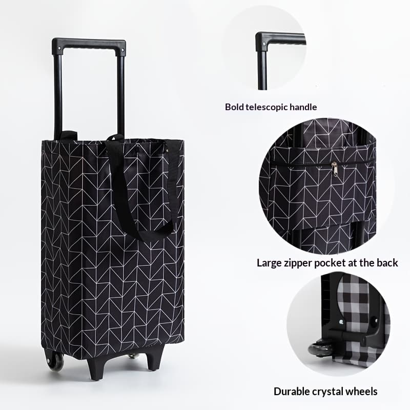 TEMU This Is A Versatile Shopping Cart That Folds Up , Features Wheels For , And Is From Durable Oxford Cloth, Making It Ideal For Shopping And Travel