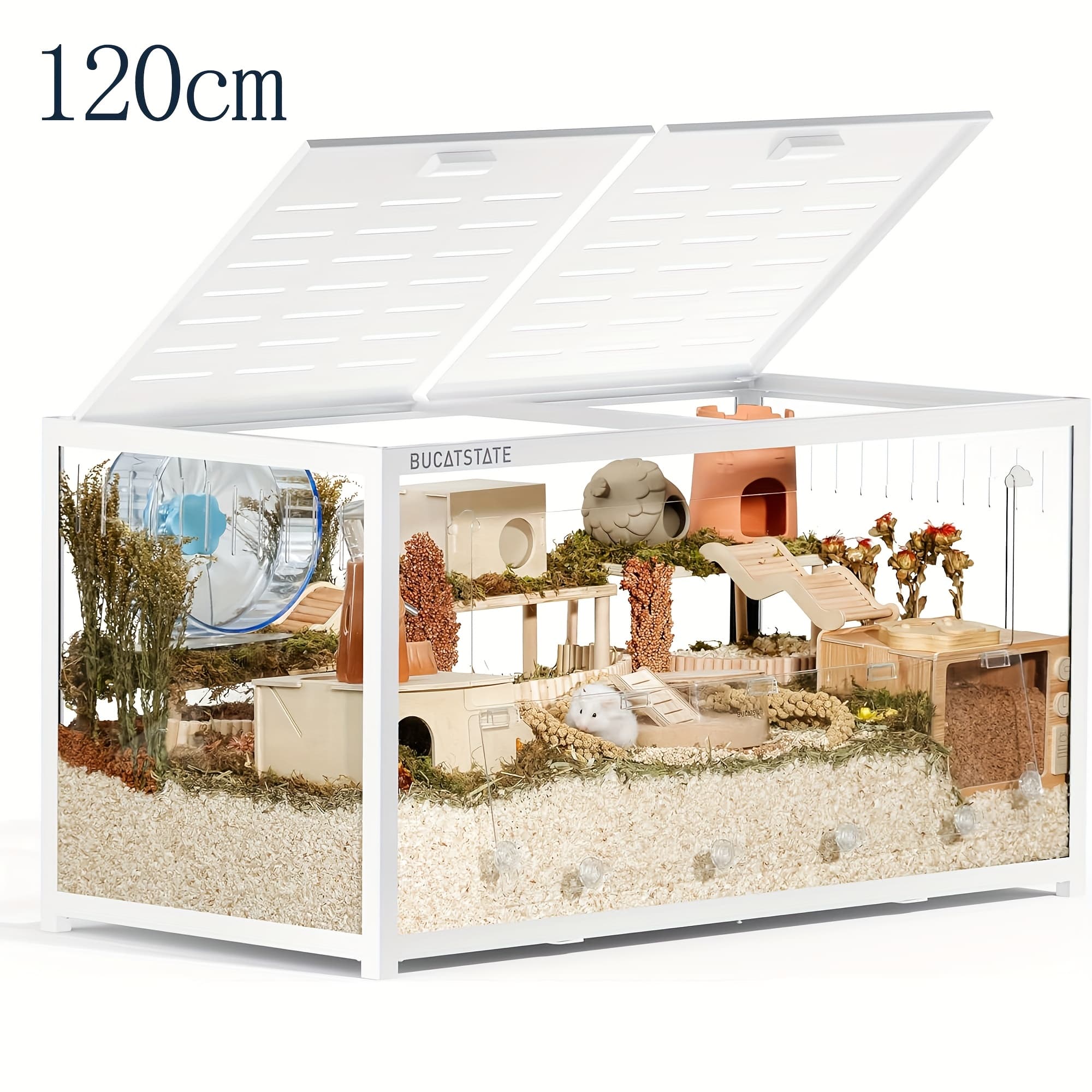 TEMU Bucatstate 100/120cm Hamster Cage Metal 3.0 - Chewproof Large Rat Guinea Pig Cage Stackable With Easy Assemble Dwarf Hamster Tank For Gerbil Mouse