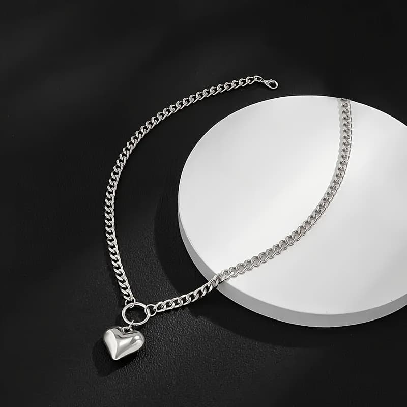 TEMU Elegant Stainless Pendant Necklace For Women, Fashionable Never-fading, Perfect For Valentine's Day, Party Gift Jewelry, Unisex Style, No Enamel, No Plating