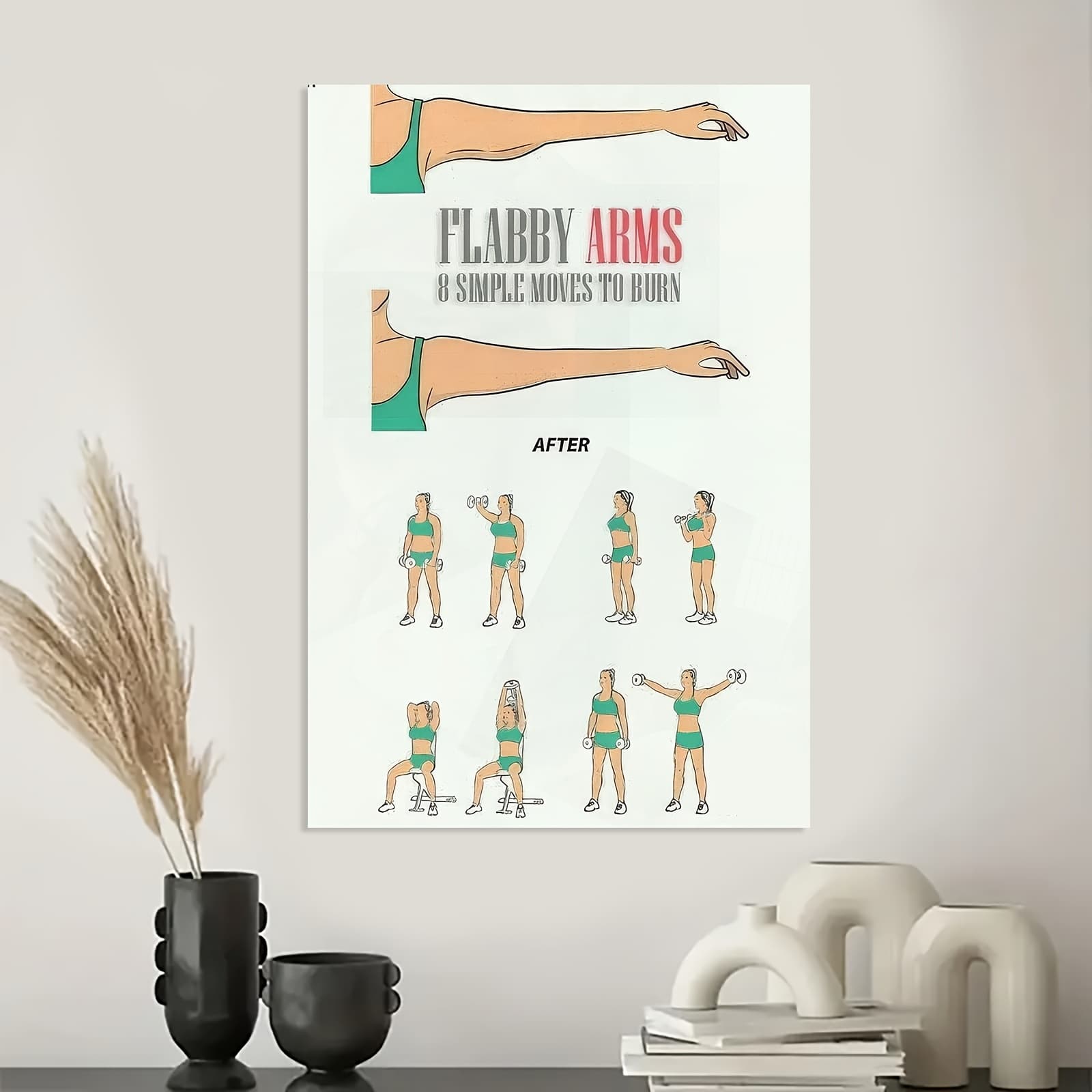 TEMU 2d Flat, 2d Flat, [2d Flat] 1pc Frameless Workout Poster - 12 Easy To Burn Fat & Tone , Art Deco Fitness Motivational Canvas Print For Home Gym,