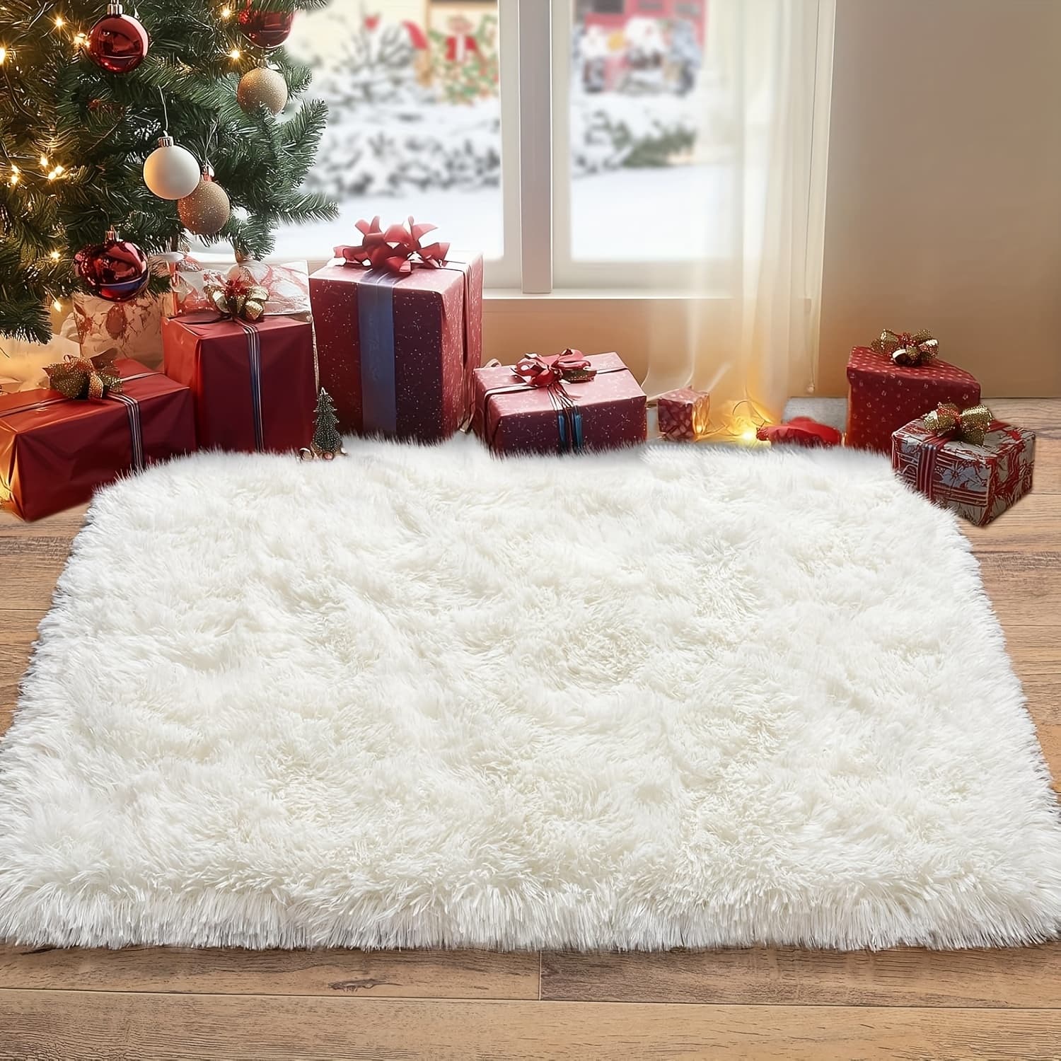TEMU 1pc Cream-white Carpet, Renewal, Soft And Touch, Bedroom Living Room Instant Bar, Bedroom Study Leisure Corner Living Room, Bedside Holiday Atmosphere Decor Carpet