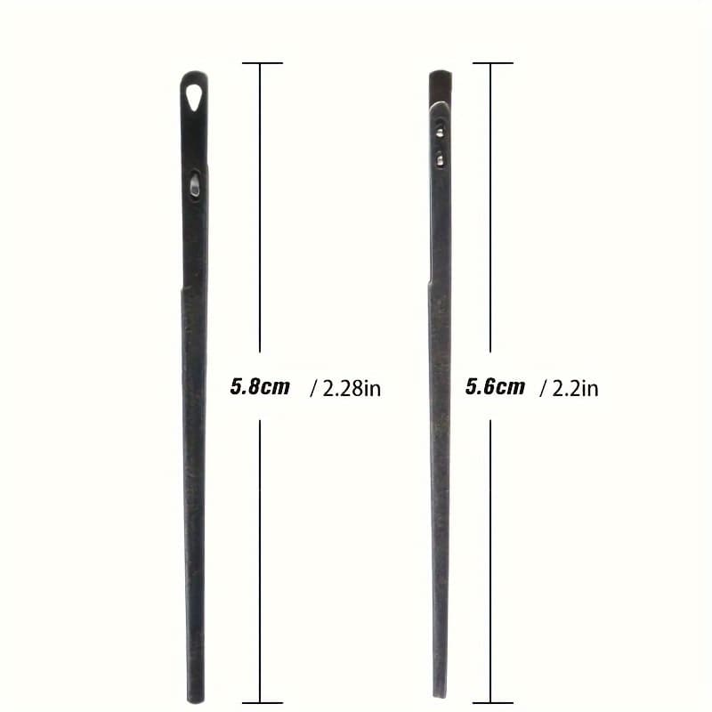 TEMU Set Of 2 Leather Needles For Hand Sewing And Knitting With Leather Cord, Featuring Single And Double Holes, For Binding Leather Thread, Suitable For Vegetable Tanning Techniques