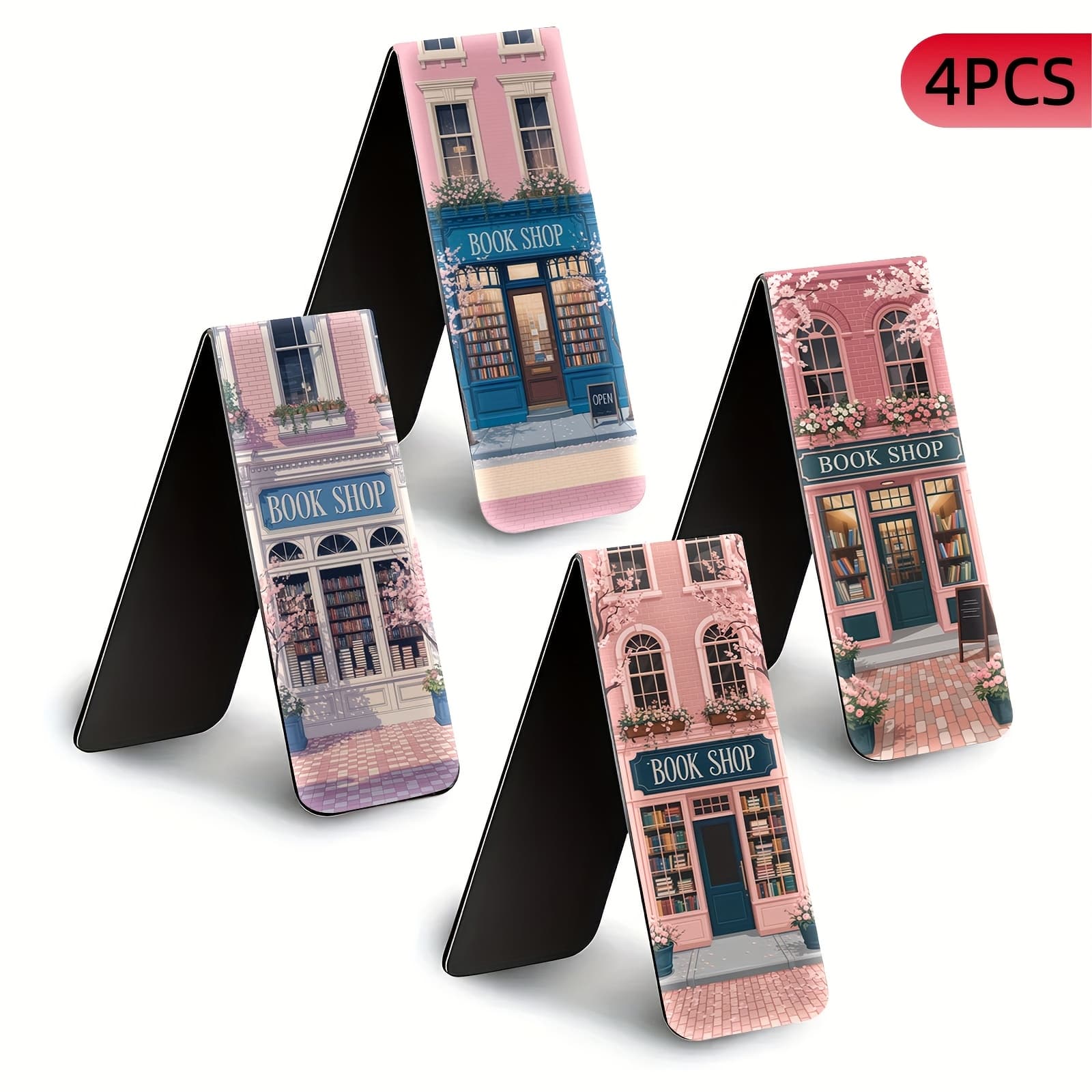 TEMU Set Of 4 Magnetic Bookmarks | Foldable Page Markers | Romantic Bookstore Collection | Clips For Educators And | Ideal For Journals, Planners, Office Use, And As Gifts For Stationery Enthusiasts