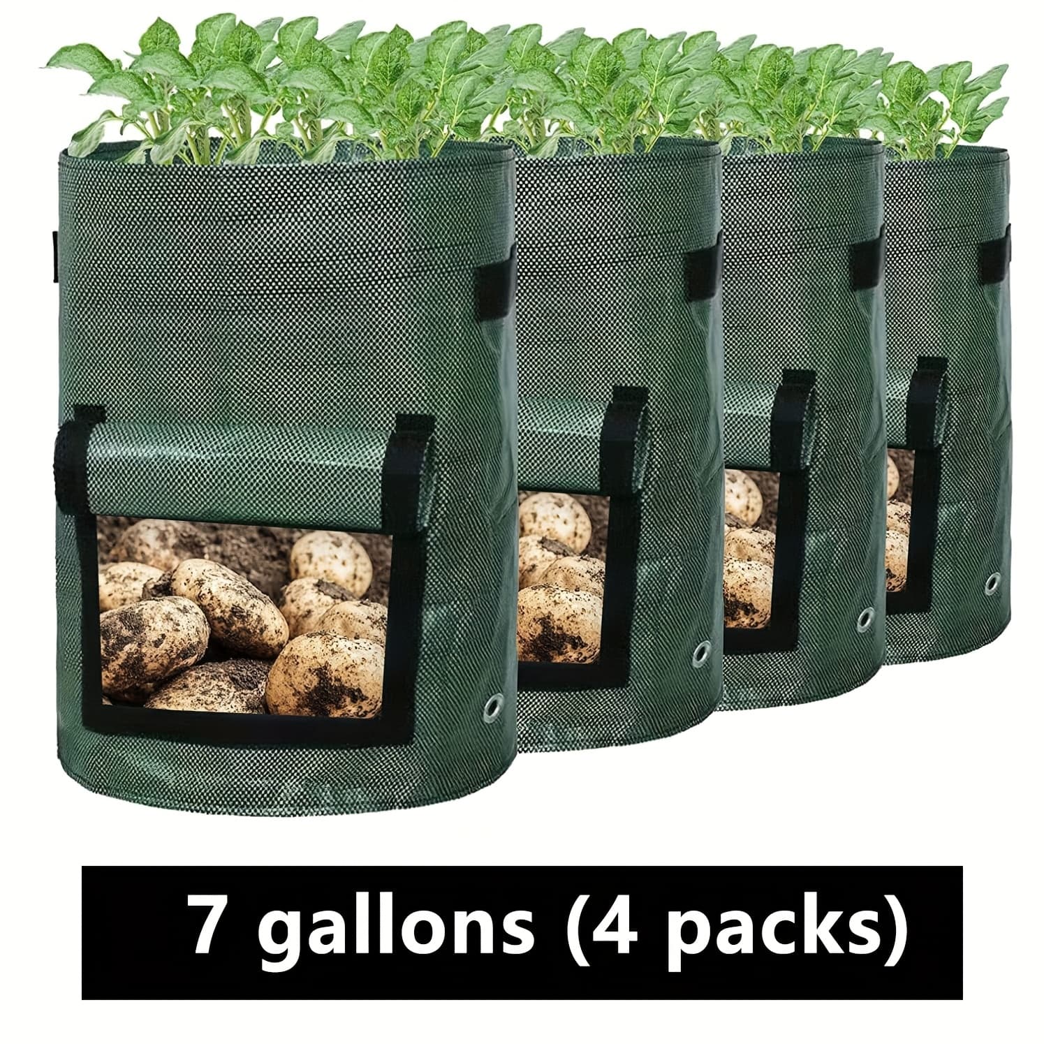 TEMU 4pcs Potato Planting Bags, Potato Planter With Flap And Handle, Vegetable Garden Planting Bags For Onions, Fruits, Tomatoes, And Carrots (7 Gallons)