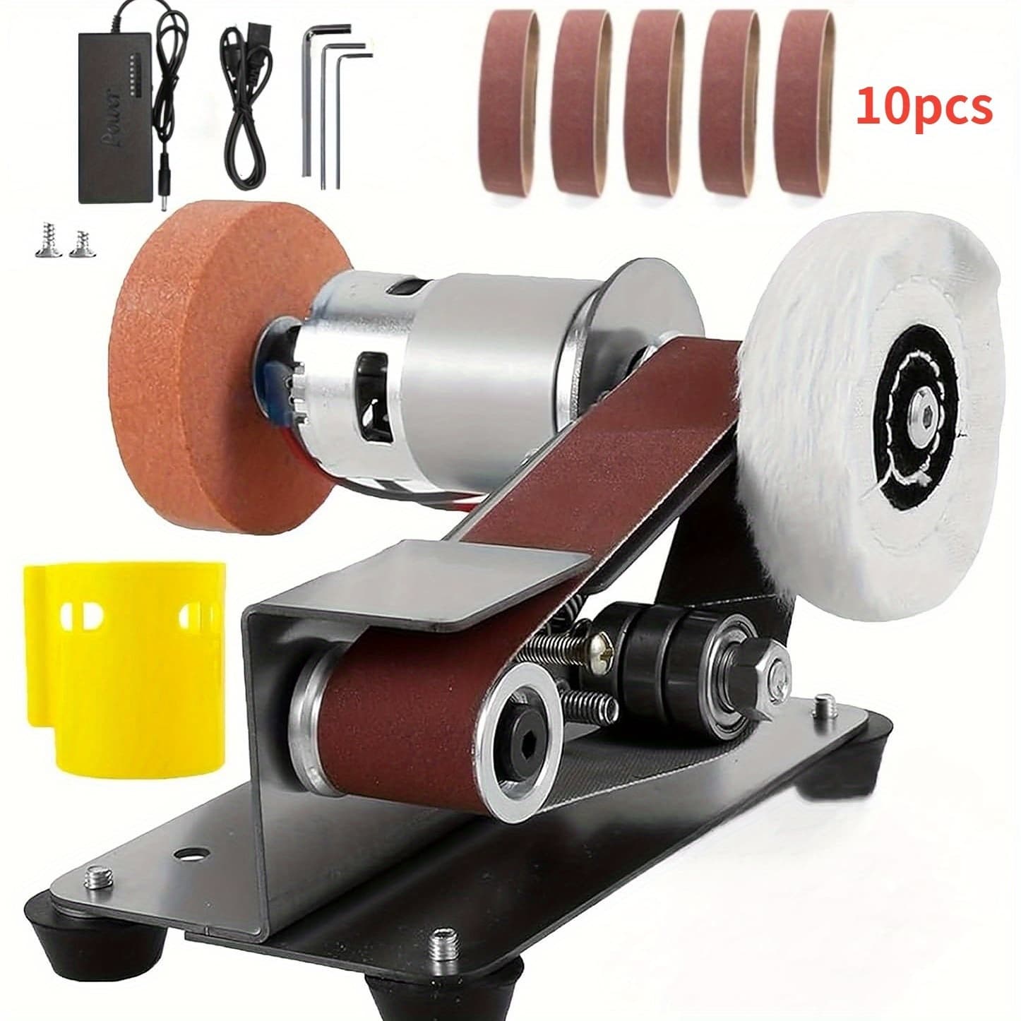 TEMU 3-in-1 Mini Belt Sander - Knife Sharpener Electric Bench Grinder Sanding Machine, 7 Types Adjustable Speed Buffer Polisher For Metal Wood Diy Handcraft, Tool & Knife Sharpening ()