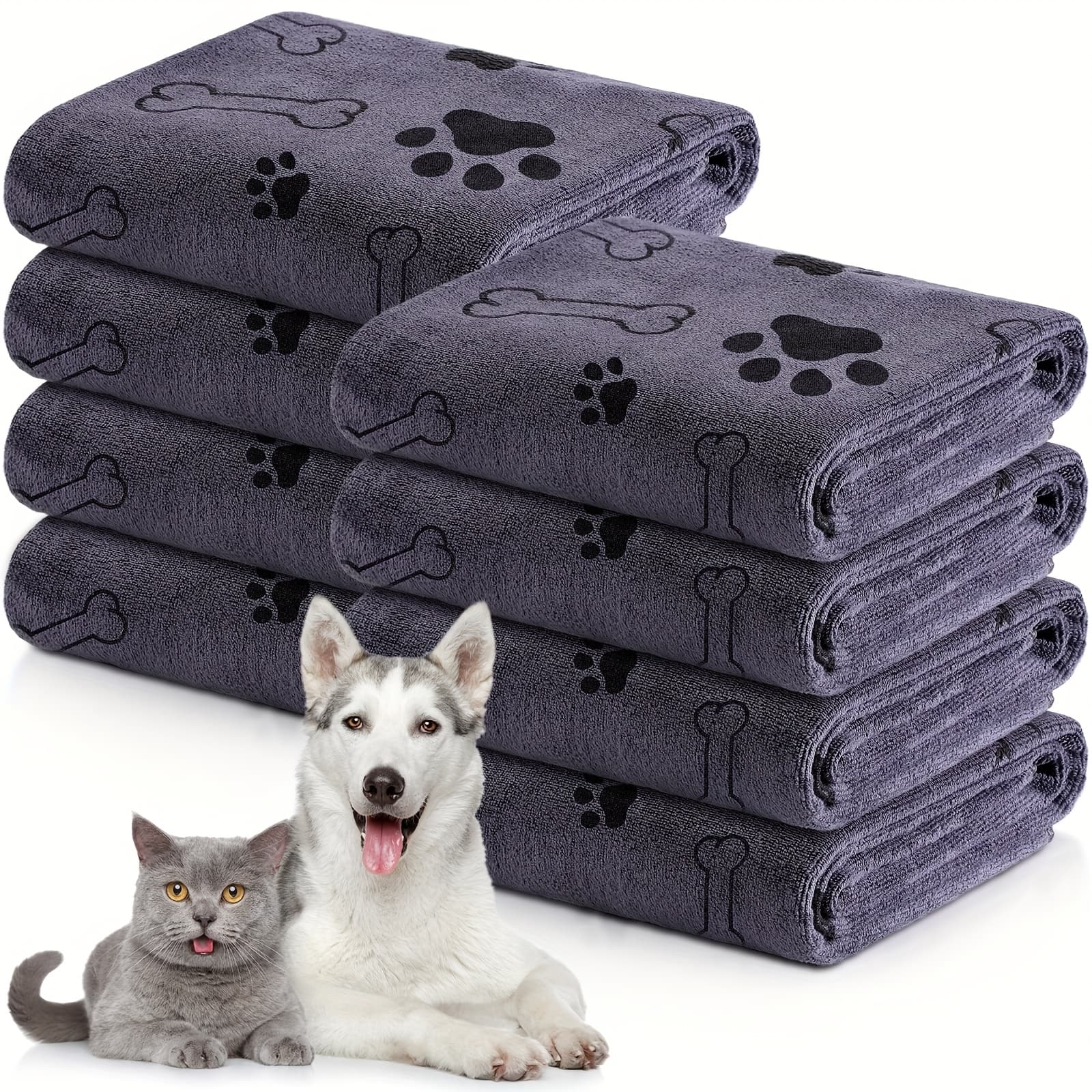 TEMU Set Of 8 Towels Designed For Drying Pets, Including Dogs And Cats. Microfiber Towels Are Quick-drying And Ideal For Bathing, Measuring 40 X 24 Inches In Gray, Suitable For Medium-sized Pets