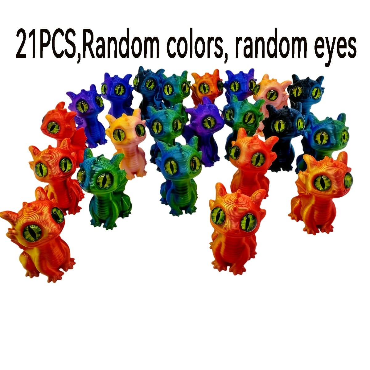 TEMU 21pcs Random Color, 3d Printed Dragon Statue Ornaments, Suitable For Holiday Decoration, Holiday Gifts, Car Decoration