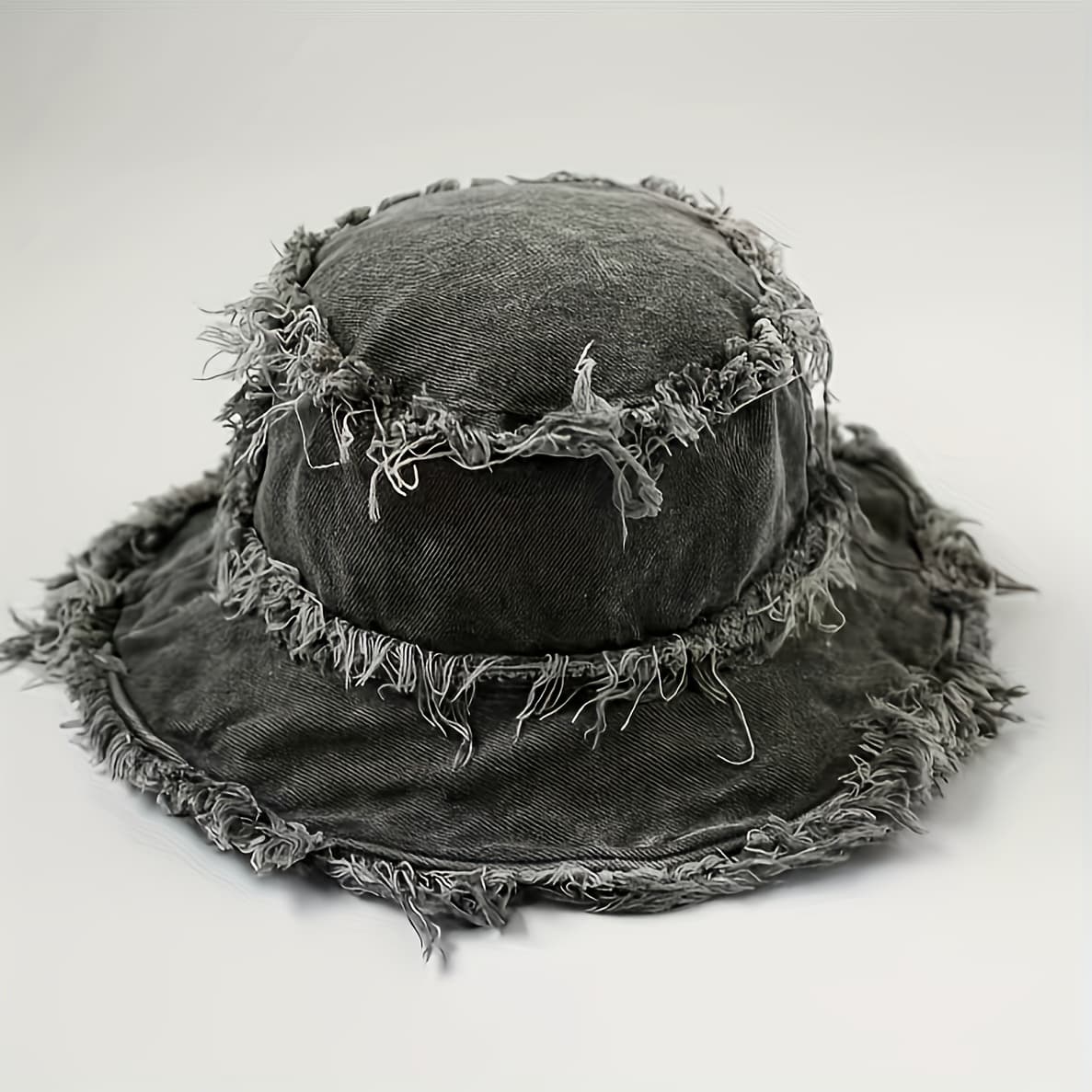 TEMU 1pc Retro Bucket Hat, Frayed Denim Bucket Hats, Wide Brim Outdoor Sun Hats, Summer Beach