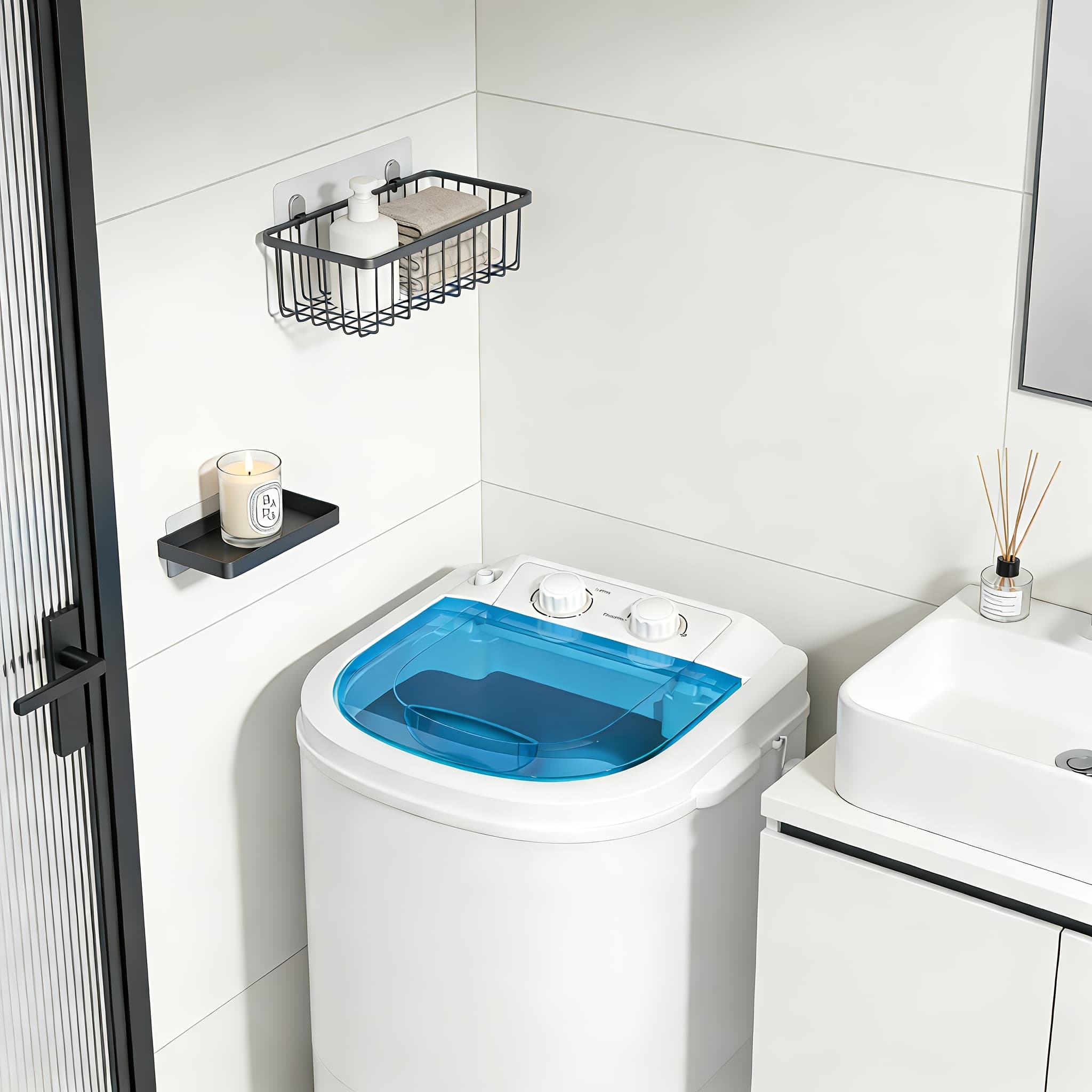 TEMU 6.6 Lbs Mini Washer Machine And Spin Dryer Combination,, Compact Laundry Solution, Portable Washing Machine, Single Tub Laundry Small Washer For Apartments, Dorms, Rv, Traveling