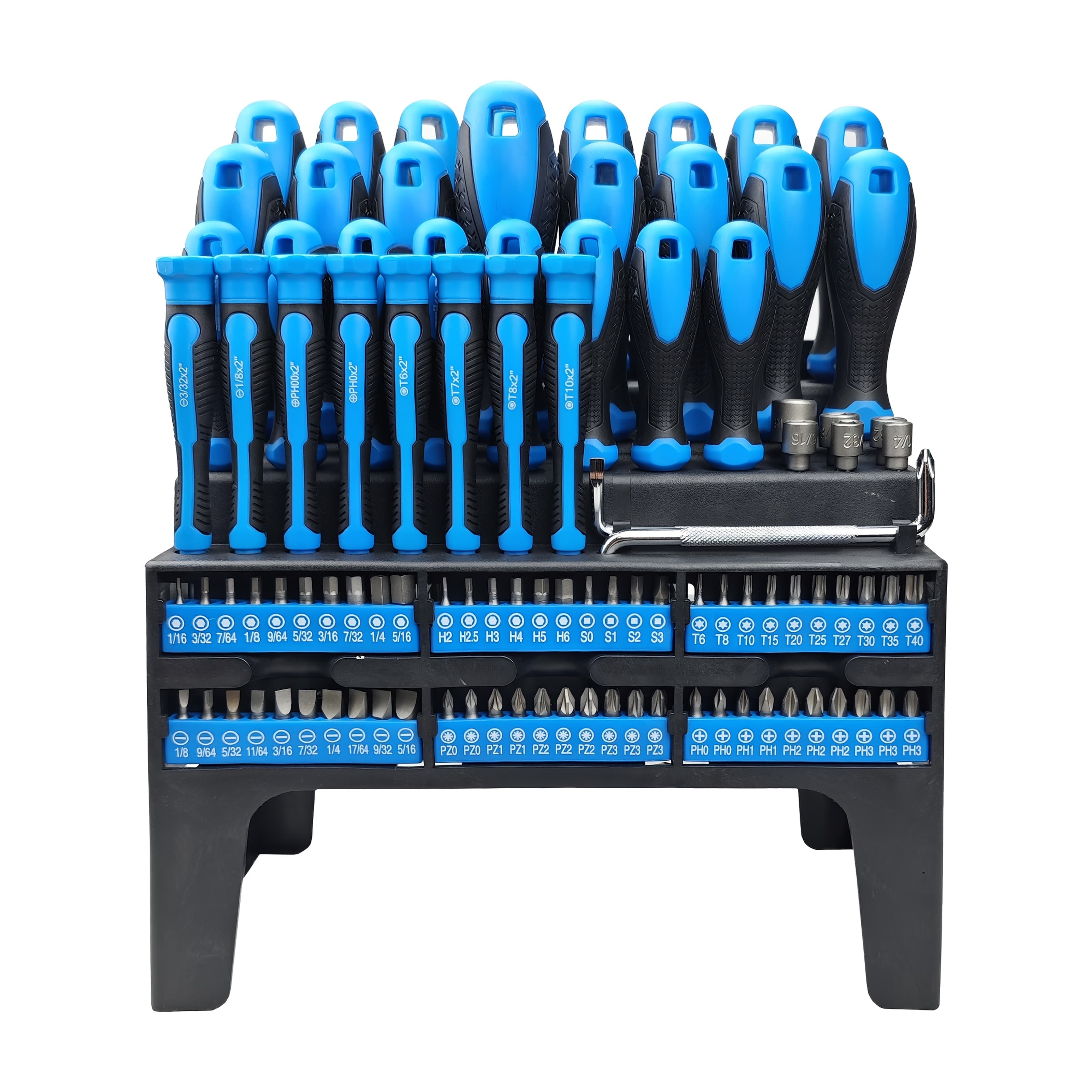 TEMU 100pcs Magnetic Screwdriver Set With Plastic Rack, Includes Slotted/phillips/torx Precision Drivers, Non-slip Rubber Handles, Hand Tools, Ideal Gift For & Diy Enthusiasts