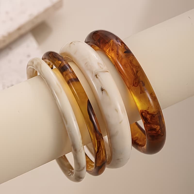 TEMU A Set Of 4pcs Stylish And Minimalist Designed Women's Bracelets, Featuring A Vintage Elegant Style Suitable For Everyday Casual Outfits