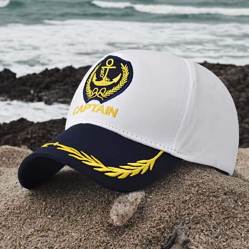 TEMU 1pc Unisex Baseball With Monogram Embroidery, Ideal For Men's Captains And First To Wear Baseball Caps, Holiday Party Hats, Breathable Hats, For Leisure And Travel