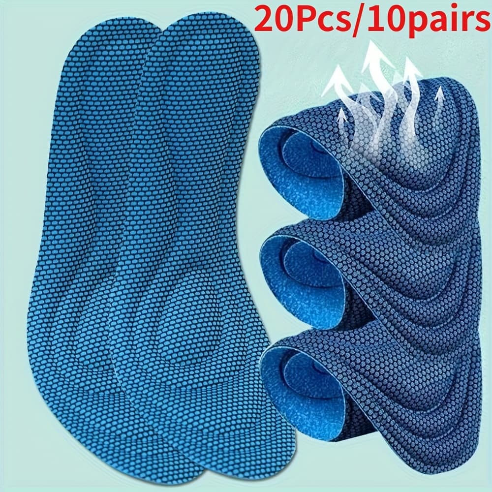 TEMU 20pcs/10 Pairs Of Nano 5d Sports Insoles, Featuring Shock Absorption And , Designed To Offer Arch Support, Ideal For Running, Made From Soft Material, Suitable For Men And Women