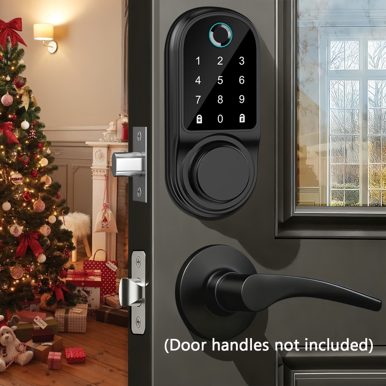 TEMU Christmas Smart Door Lock, Automatic Door Lock, Keyless Entry Fingerprint Door Lock, Electronic Keypad & App Control, Locking, , Digital Door Lock(handles Not Included)
