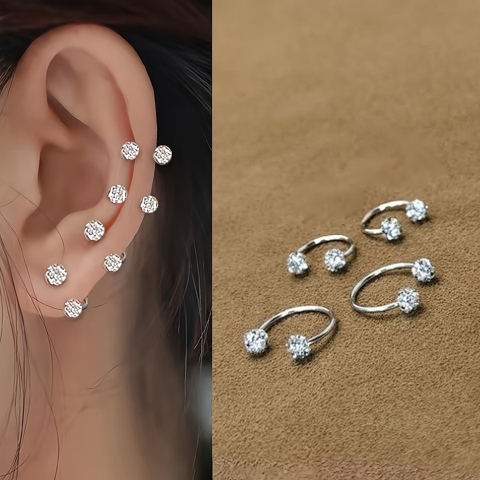 TEMU A Set Of 4 Women's Stacked Earrings With Ball Earrings And Women's Ear Bone Earrings In Autumn And Winter Styles, Anti Allergic