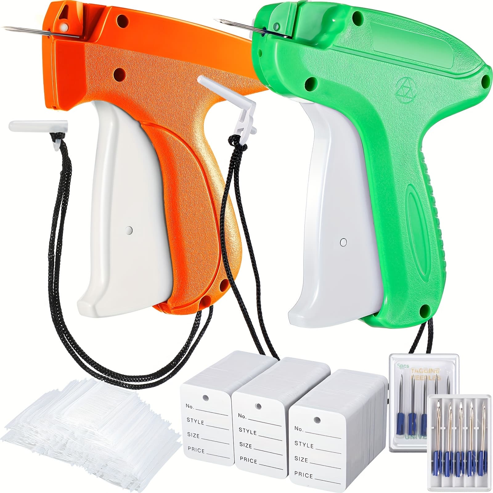 TEMU 1112pcs Clothes Garment Tag Price Tag Gun Applicator Machine 2 Inch Standard Plastic Fastener Clothing Paper Size Name Tag Needle For Boutique Store (light Green, Orange)