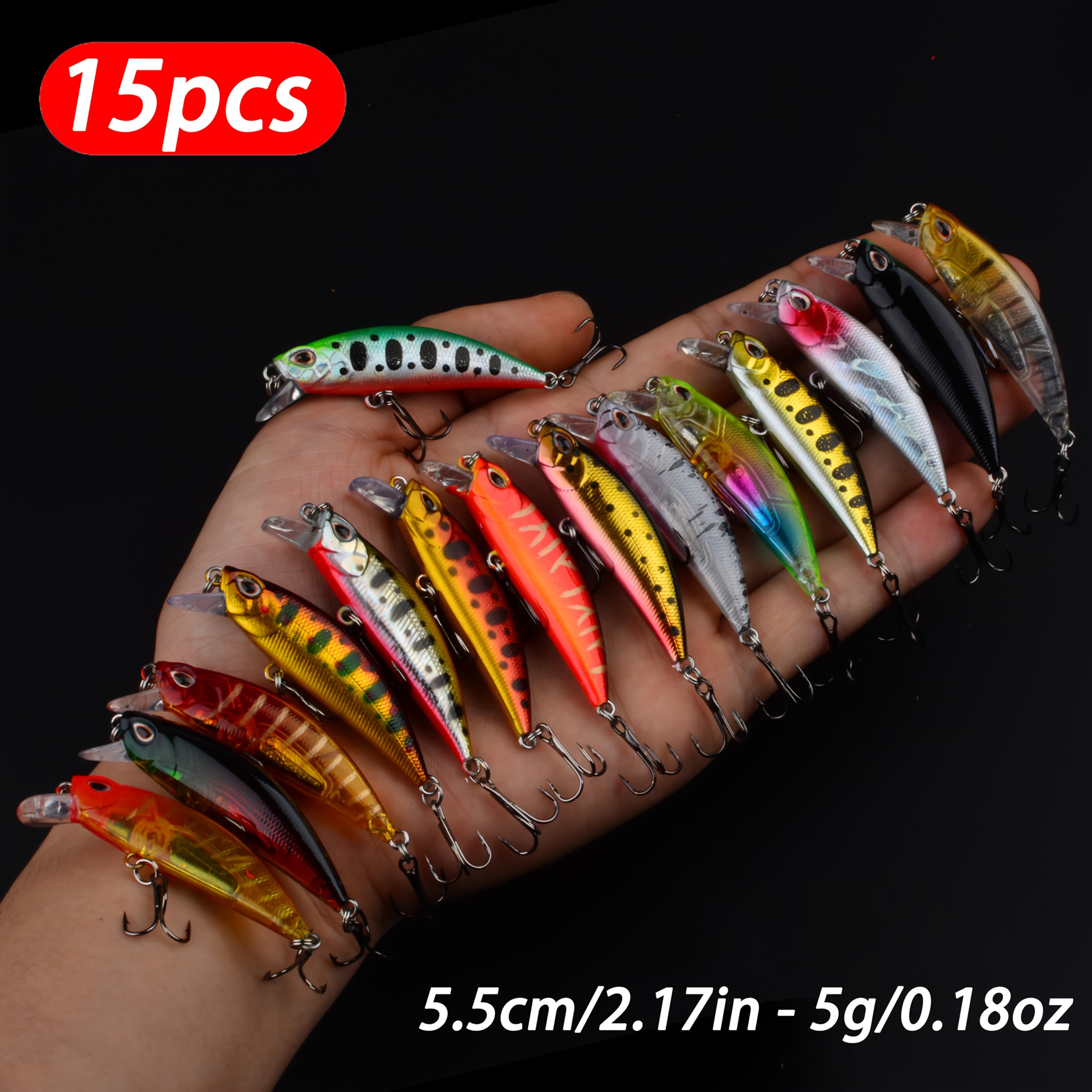 TEMU 15pcs Sinking Mini Minnow Fishing Lures Jerkbait Pike Carkbait Swimbait Professional Hard Bait