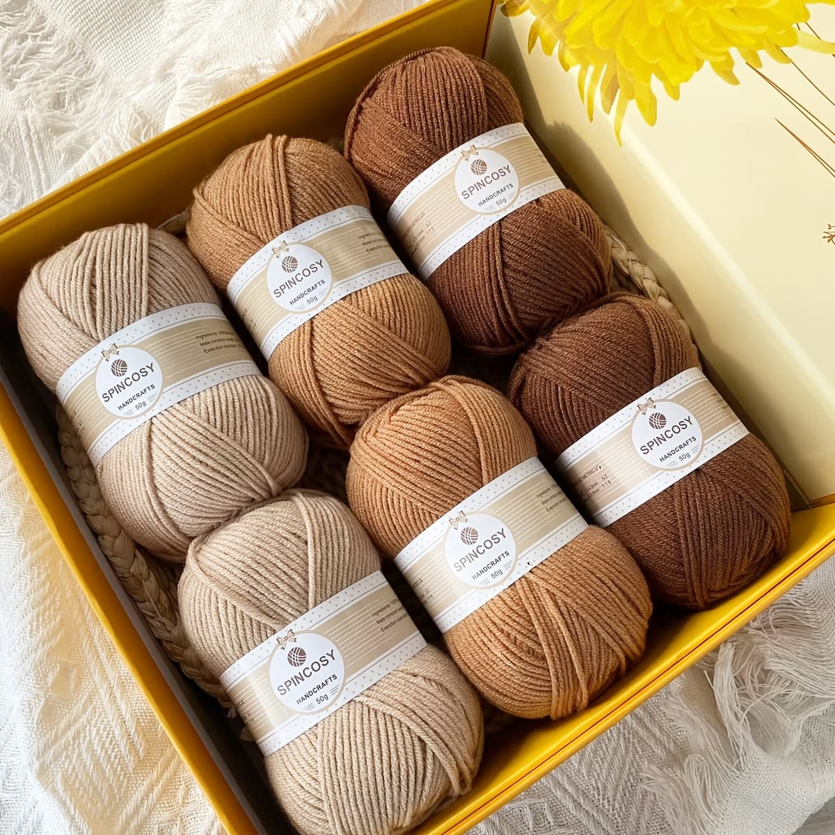 TEMU 6pcs Soft Crochet Yarn Set With 4 Strands Of Medium Thickness Acrylic Yarn, Suitable For Crocheting Blankets, Bags, Hats, Scarves, Gloves, And Small Handmade Items