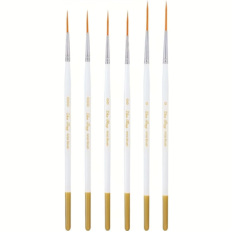 TEMU 6pcs Liner Paint Brush Thin Acrylic Paint Brushes, Fine Watercolor Detail Brush, Small Artists Paint Brushes For Craft Nail , Paintbrushes