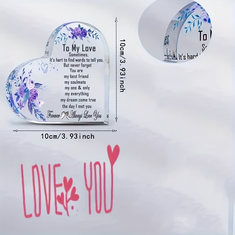 TEMU 2d Flat 1pc To My Love Heart Shaped Plaque, Home Office Desk Decoration, Romantic Souvenir Gift For Girlfriend Boyfriend Wife Husband, Perfect Valentines Day, Christmas & Birthday Gift