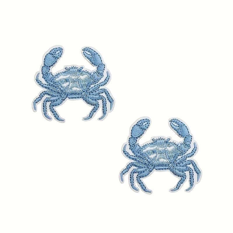 TEMU 2pcs Patch, Crab Patches, Beach Patches, Beach Theme Hats, Beach Party, Summer Patches, Embroidered Patch For Jackets, T-shirts, Bags, Hats