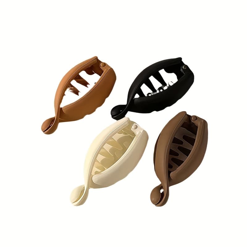 TEMU 4pcs New Solid Color Banana Clip Easy And Convenient Vertical Clip Tie Hair High Ponytail 2025 Hair Additions High-end Versatile Twist Clip