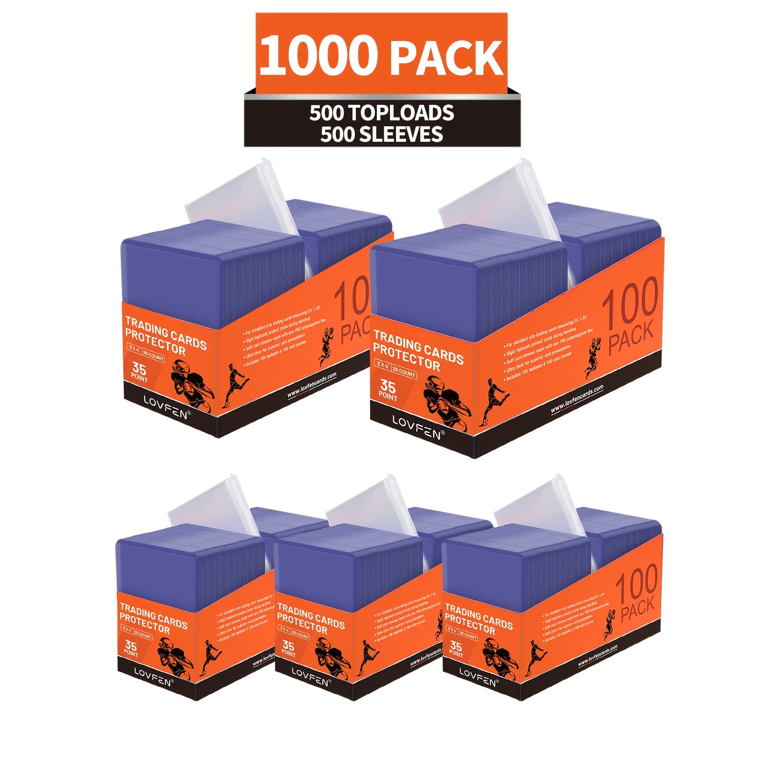TEMU Lovfen 1000ct Top Card Sleeves - 500 Hard Plastic & 500 Soft Sleeves For Baseball, Football Cards - 3" X 4" Trading Card Protectors - Durable Protection For Collectible Sports Memorabilia