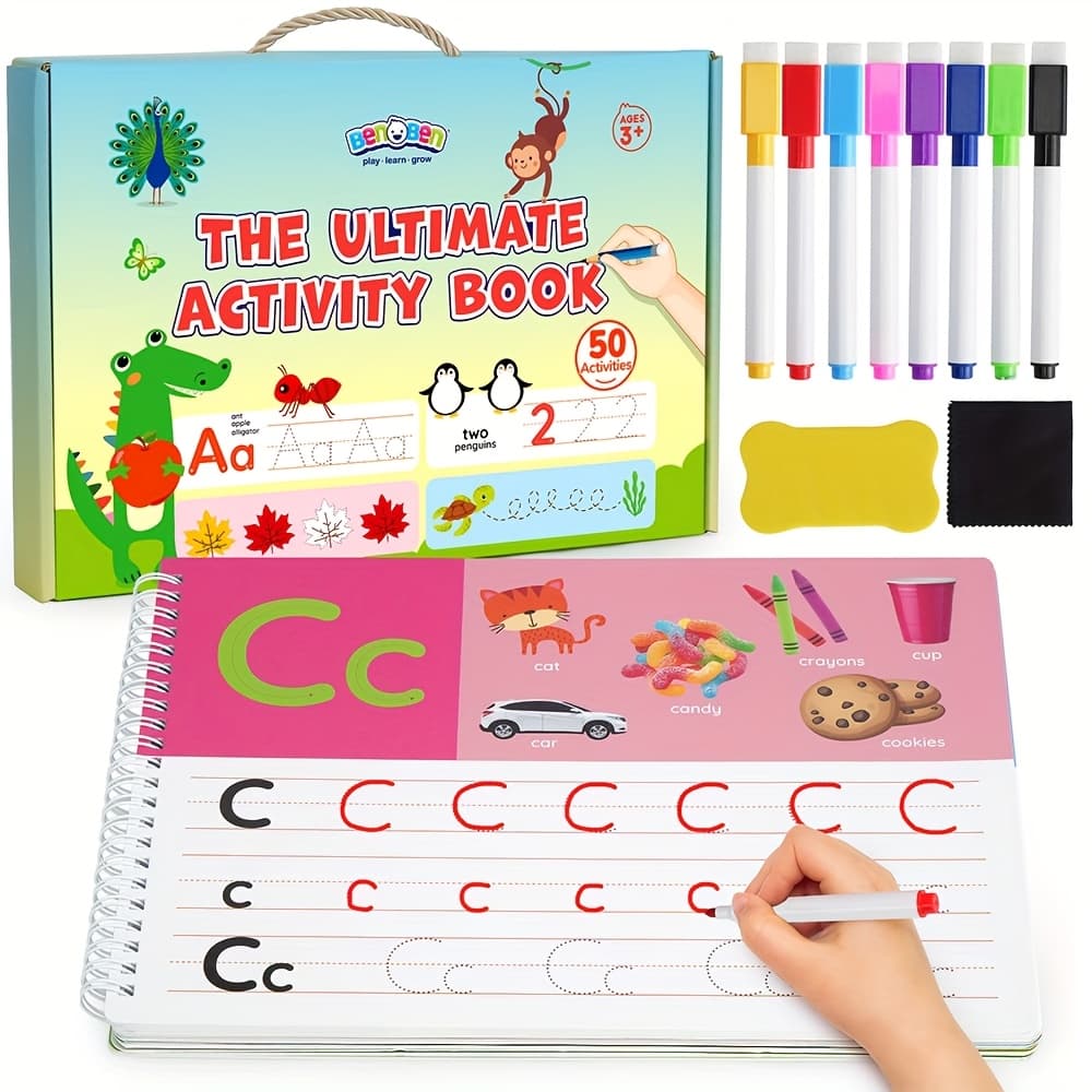 TEMU Preschool Learning Activities, 50 Pages, Tracing Books For Kids Kindergarten Workbooks, Practice Busy Book Educational Toys Birthday Christmas Gifts For Boys Girls