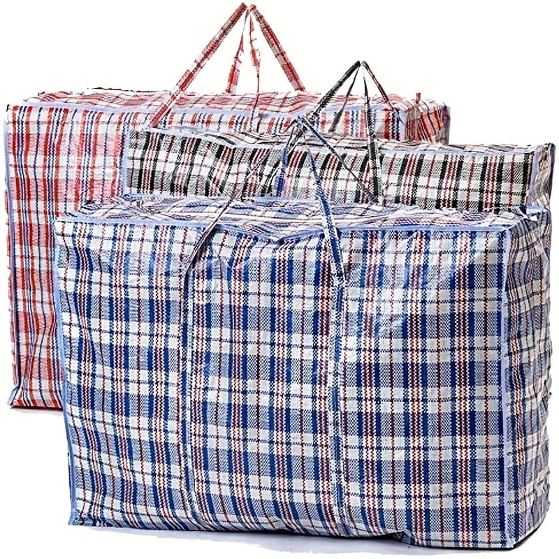 TEMU 1pc/3pcs High-capacity Reusable Zipper Storage Bags | Durable Nylon, Ideal For Clothes, Quilts, Bedding - Perfect For Home Moving, Wardrobe Organizer