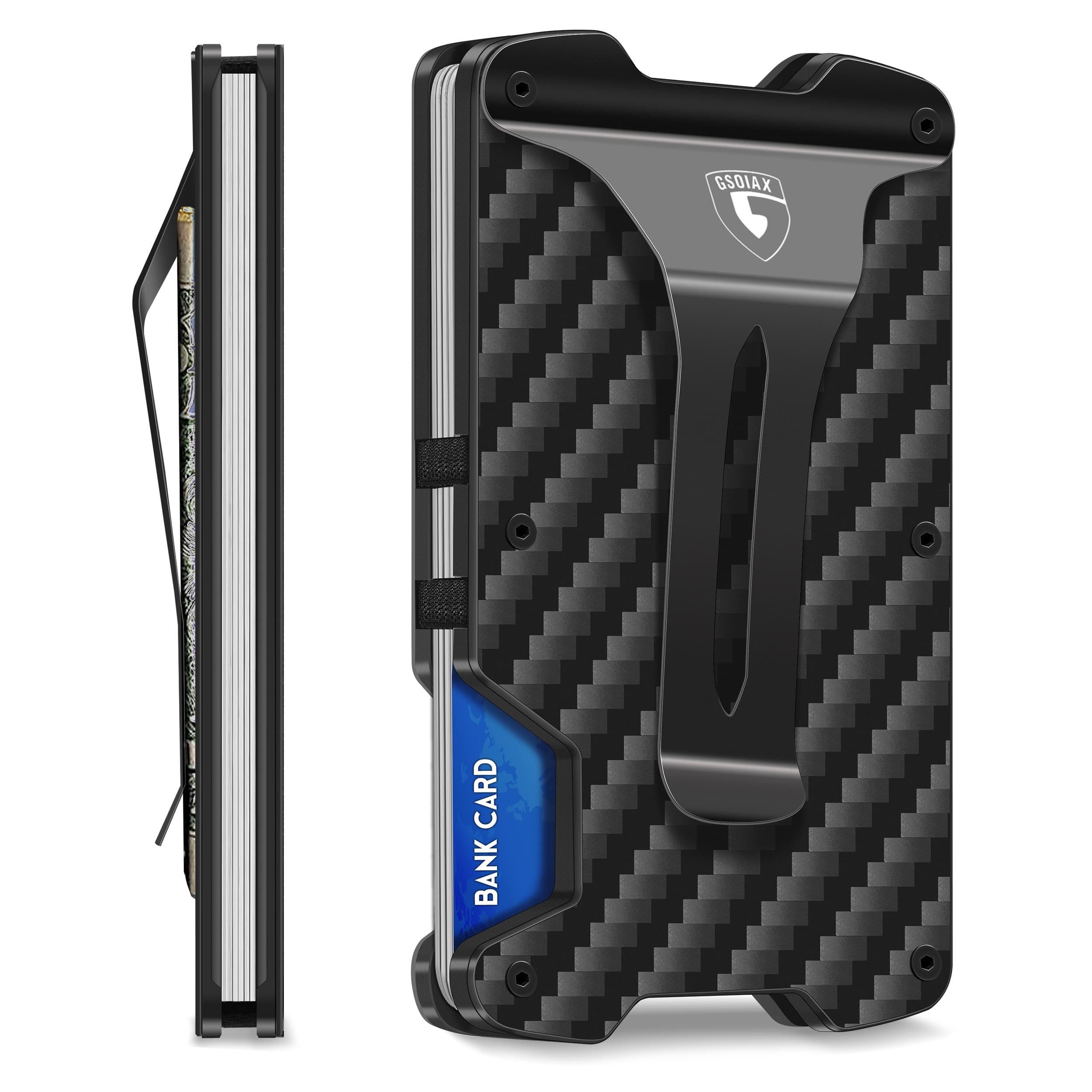 TEMU Gsoiax Minimalist Card Holder Slim Wallet For Men, Tactical Rfid Blocking Mens Wallets, Thin Carbon Fiber Scratch Resistant Rigid Money Clip, Aluminum Credit Card Wallet With Gift Box