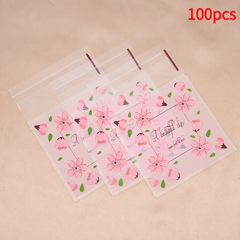 TEMU 100pcs Self-adhesive Bag Sealed Bag For Trinkets Jewelry Bead Packaging Display Cookie Snowflake Bracelet Packaging Bag