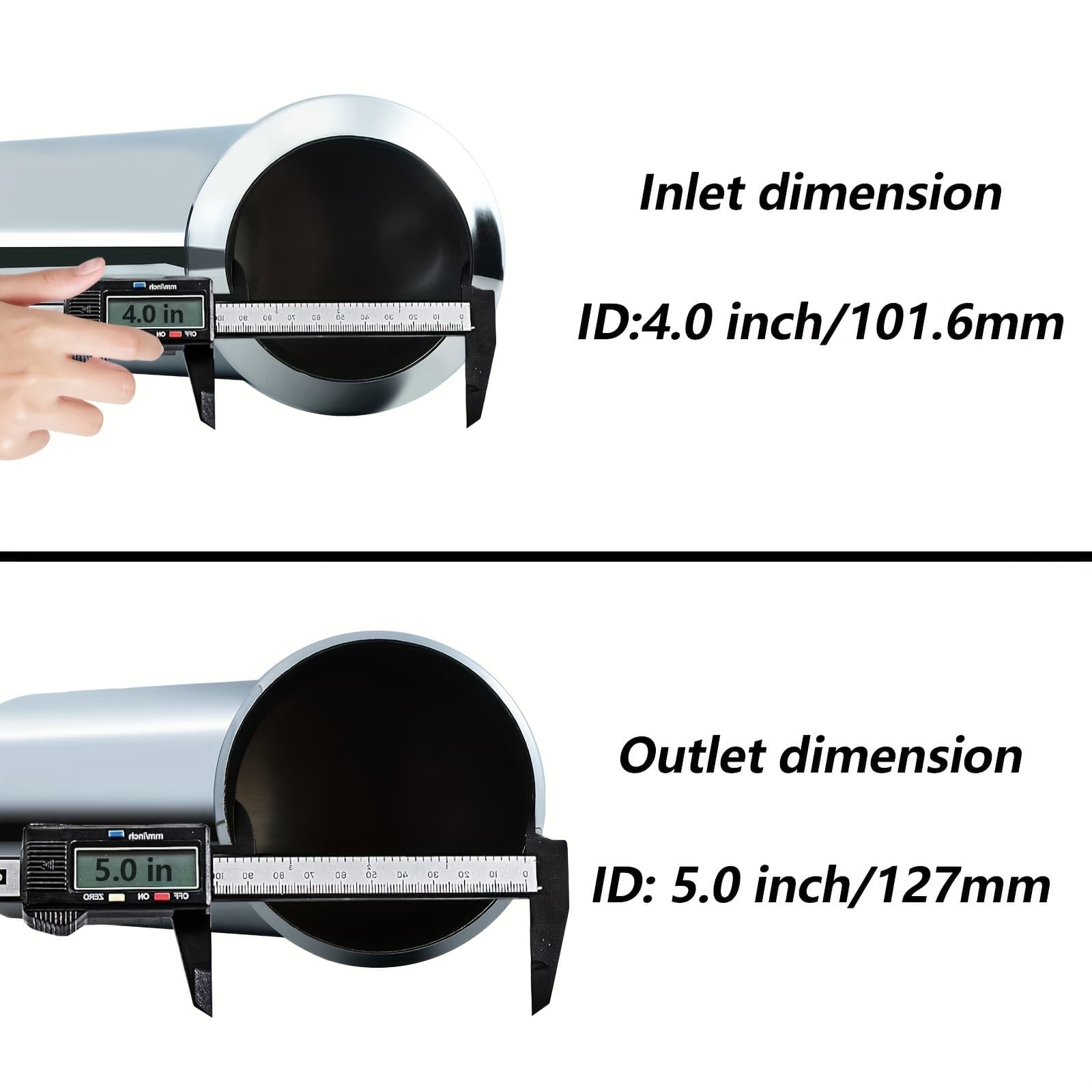 TEMU (4'' Inlet/5'' Outlet) Exhaust Elbow Tip, Side Exit Exhaust Tip, Exhaust Tip