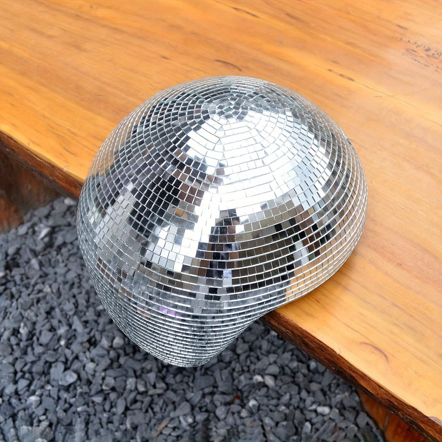 TEMU 1/12pcs Melted Mirror Ball Sculpture, Handmade Reflective Decor Ornament, Modern Desktop Decoration For Living Room, Bedroom, Shelf And Office