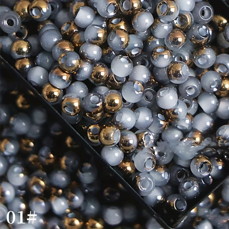 TEMU Approximately 130pcs Of High-quality Semi-golden And Semi-jade Glass Beads, 4mm In Size 10g, Suitable For Handmade Jewelry Such As Bracelets And Necklaces