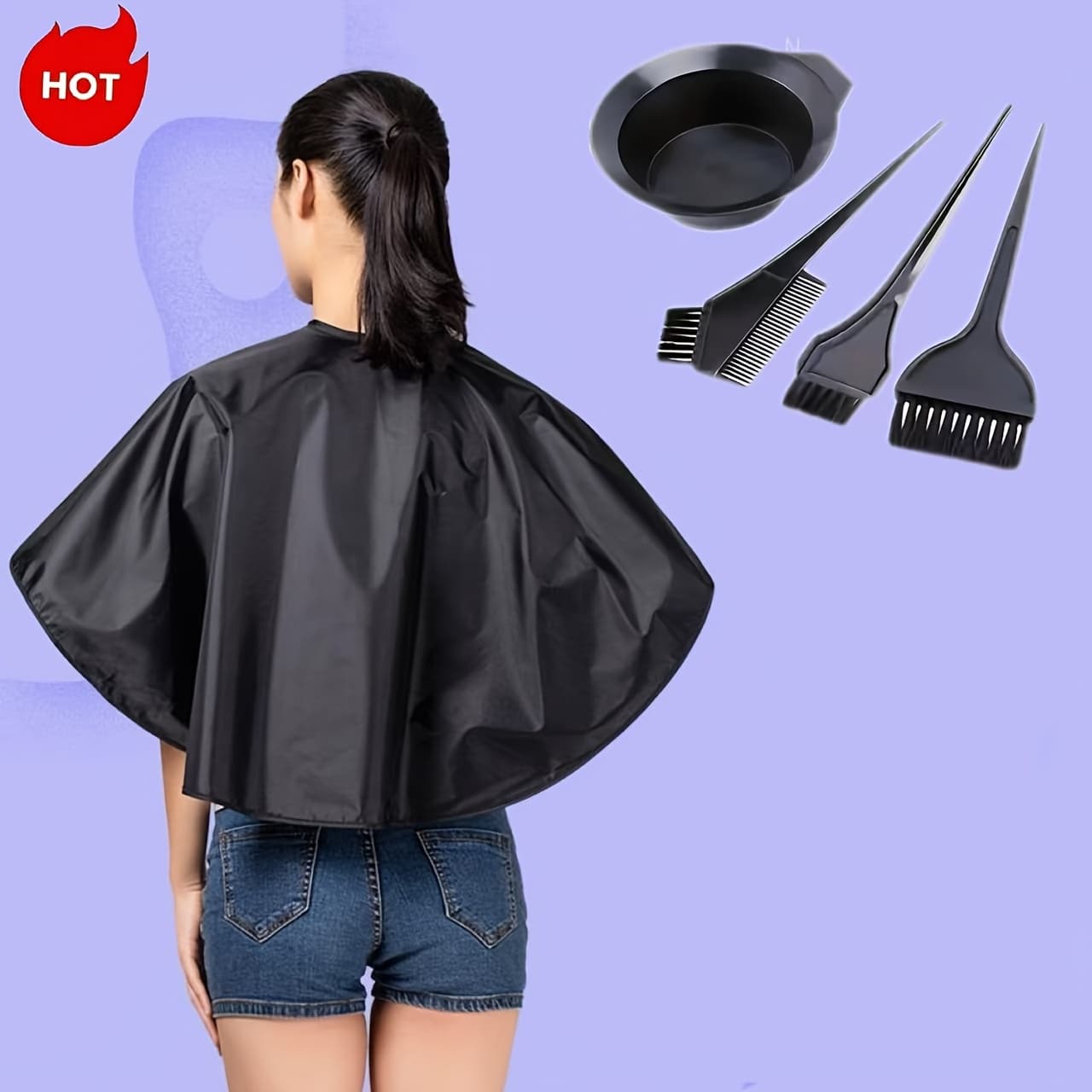 TEMU Shawl Set, Salon Ironing And Dyeing Hair Cutting Cloths And Bowls, Brushes, Hair Cutting Tools. Suitable For Home Or Barber Shop Use