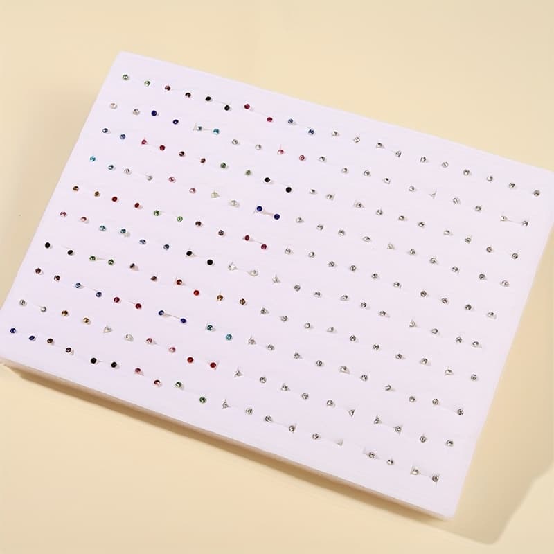 TEMU 200pcs Set Of Exquisite Small Colorful Stud Earrings, Perfect For Daily Wear And As A Gift For