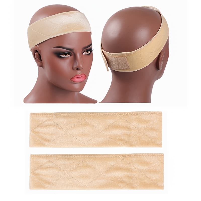 TEMU 2pcs Pack Adjustable Elastic Wig Headbands - Thin Velvet Suitable For Wig Scarves, Hats, Hairpieces | Wig Accessories For Dreadlock Care, Ponytails, Braids | Hold Hair For Wig (no Feathers)